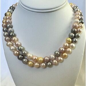 Honora Ming Multicolor Freshwater Pearl Necklace Set 2pc 925 Silver Set Of 2